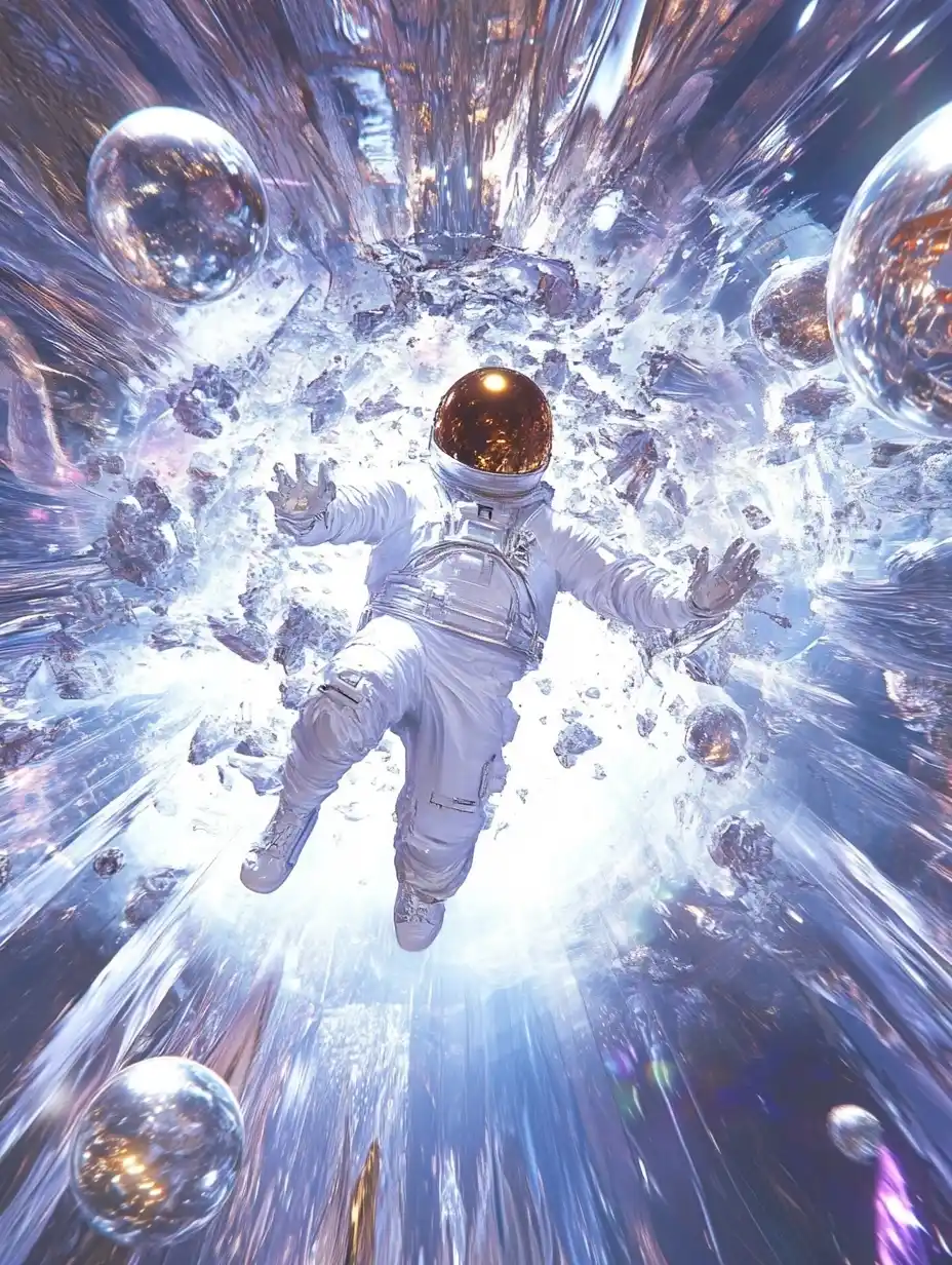 Cyberpunk Astronaut in Time Tunnel Midjourney 提示词生成效果