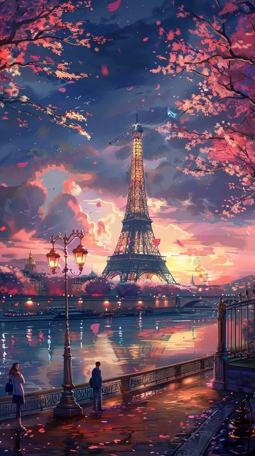 Anime Parisienne Streets Midjourney提示词