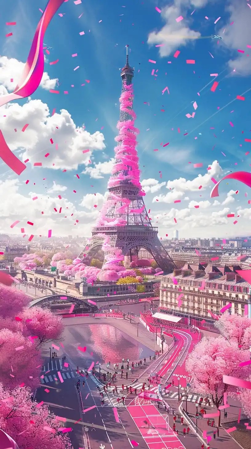 Pink Anime Olympics Paris Midjourney提示词