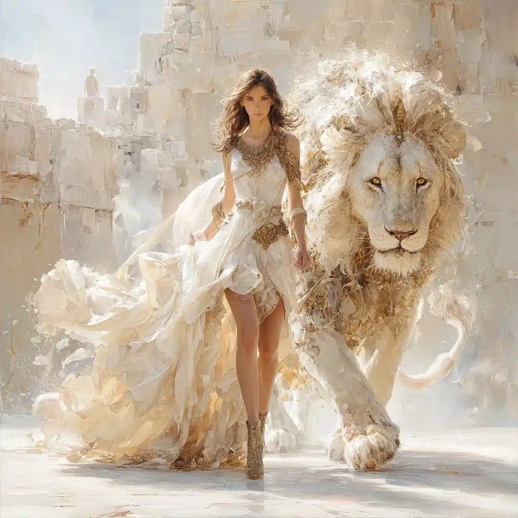 Ultrarealistic Girl with Lion Midjourney提示词