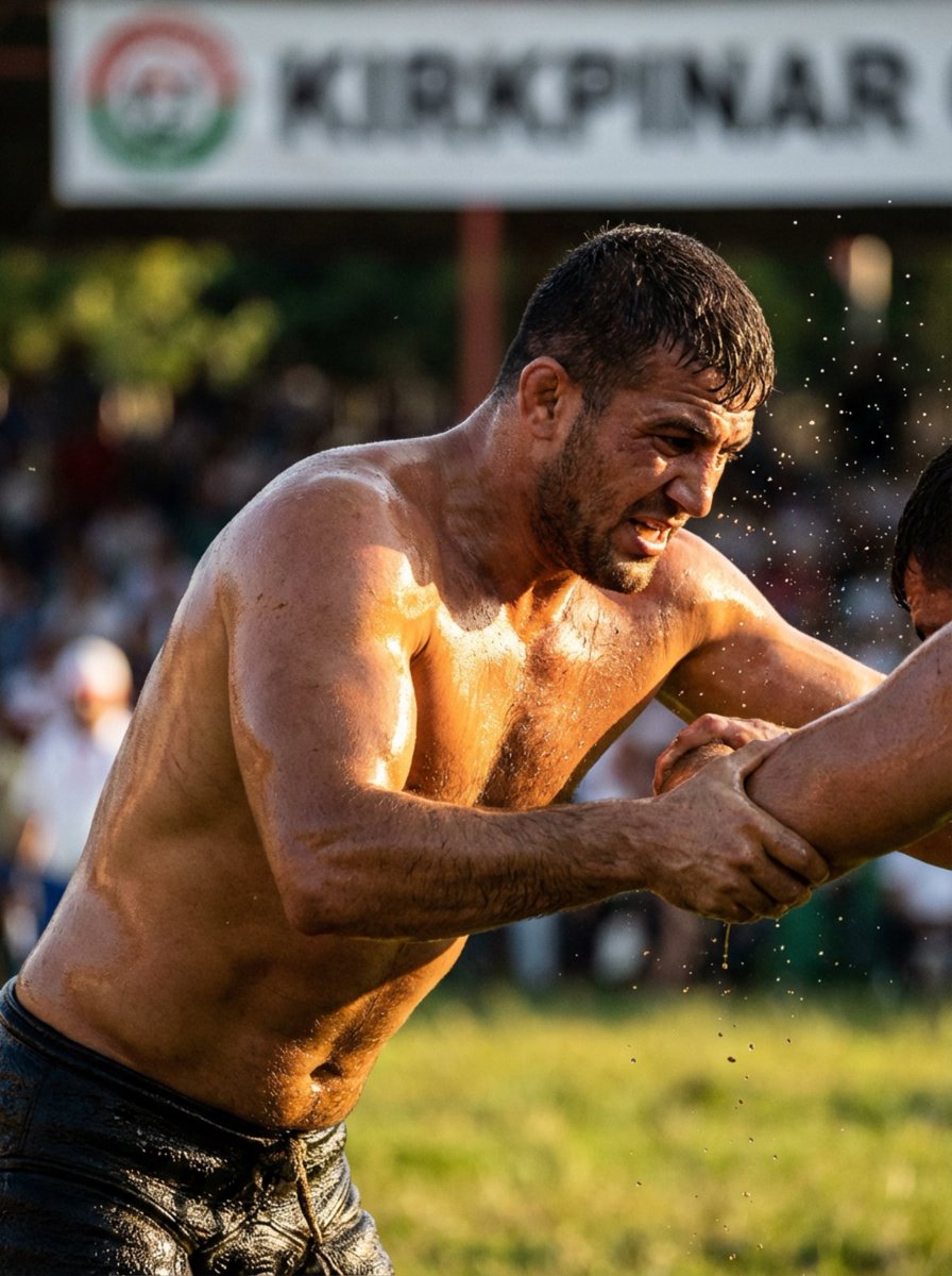 Kırkpınar Oil Wrestling: Intense Action of Traditional Sport Nano Banana提示词