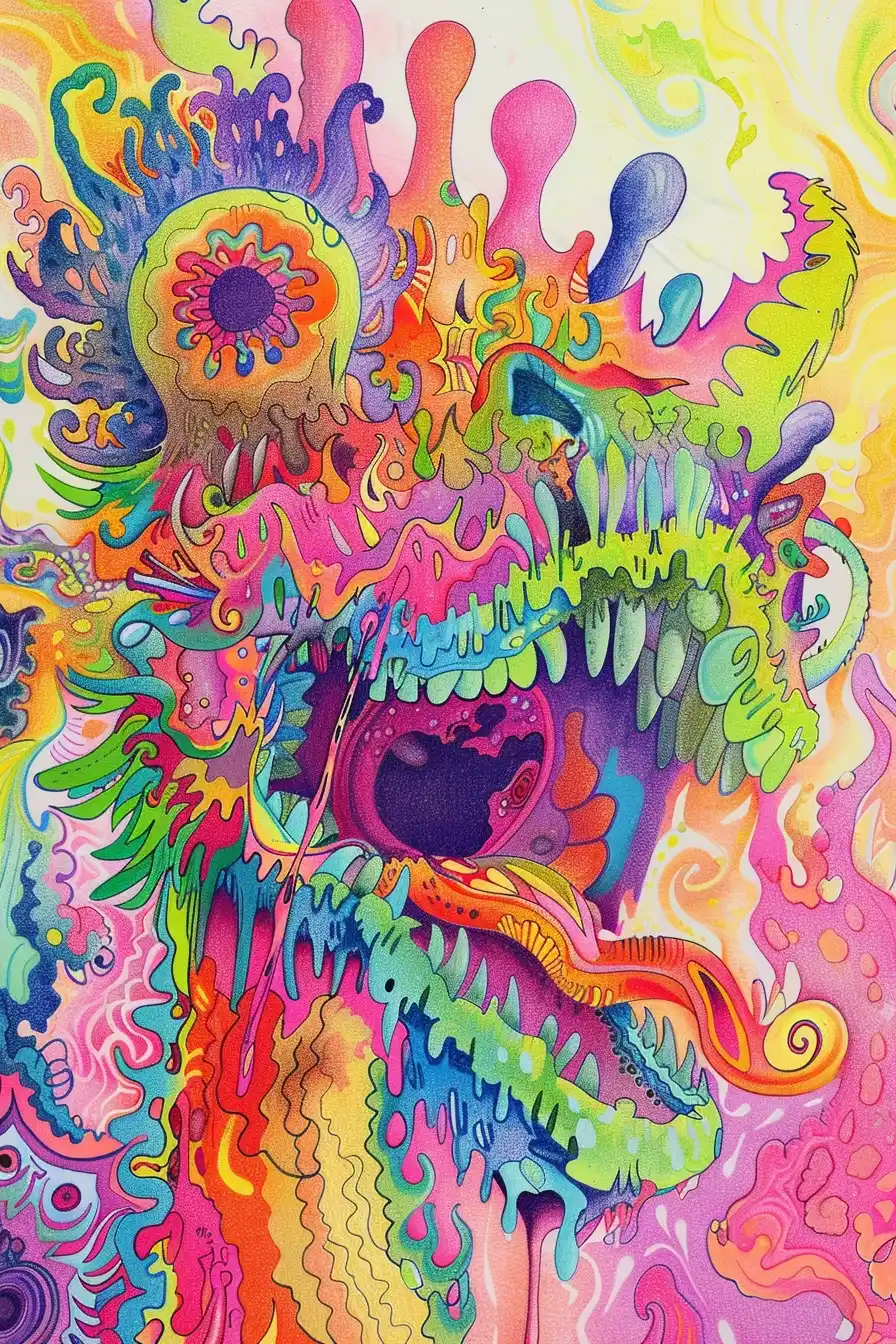 Psychedelic Rainbow Muppets Midjourney提示词