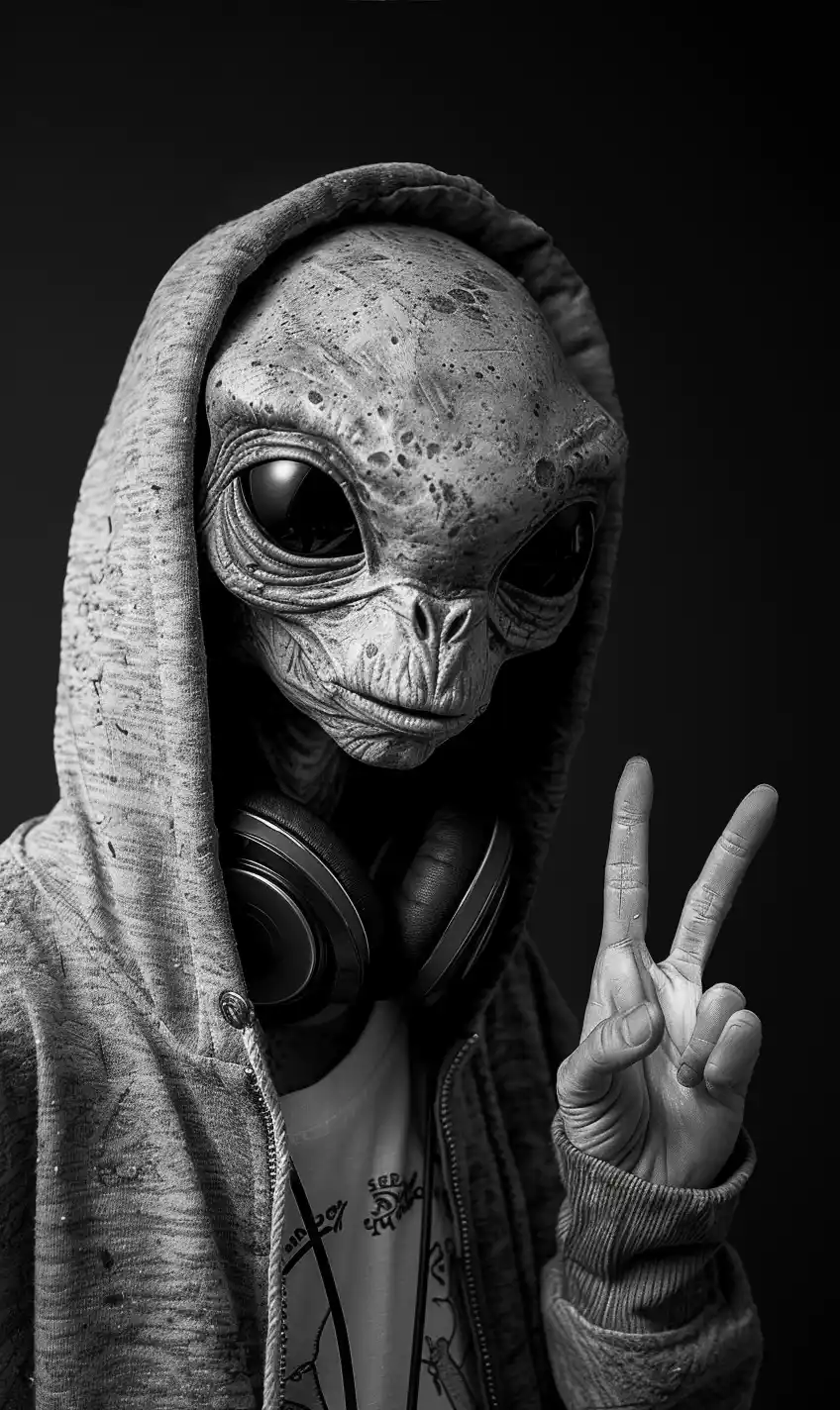 Alien in Chiaroscuro Hoodie Midjourney提示词
