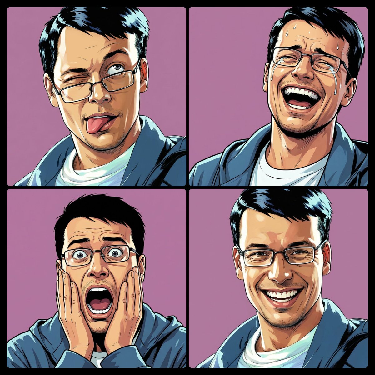 Man's Expressive Comic Book Facial Emotions Nano Banana提示词
