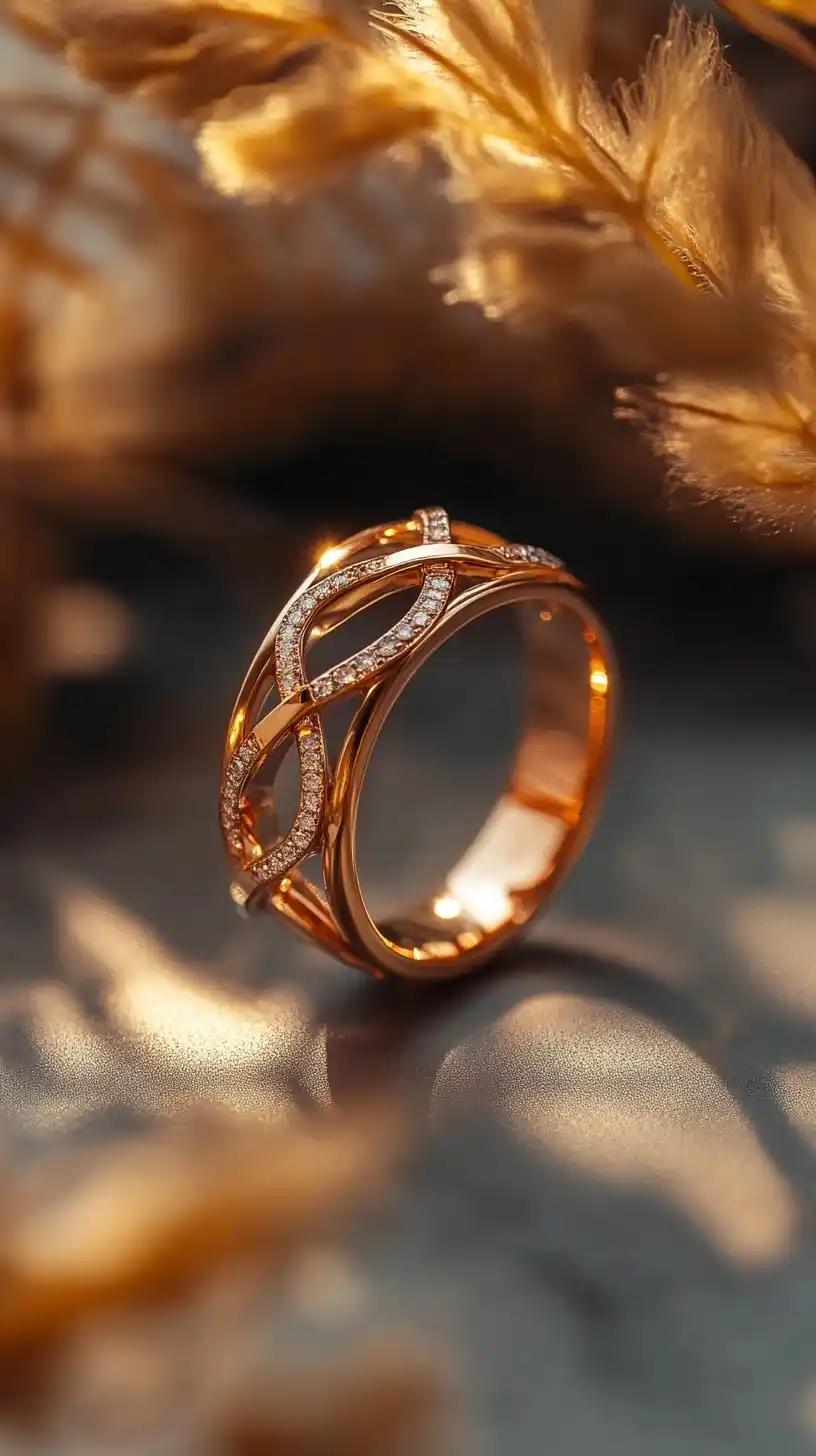 Premium Rose Gold Ring Photography Midjourney提示词