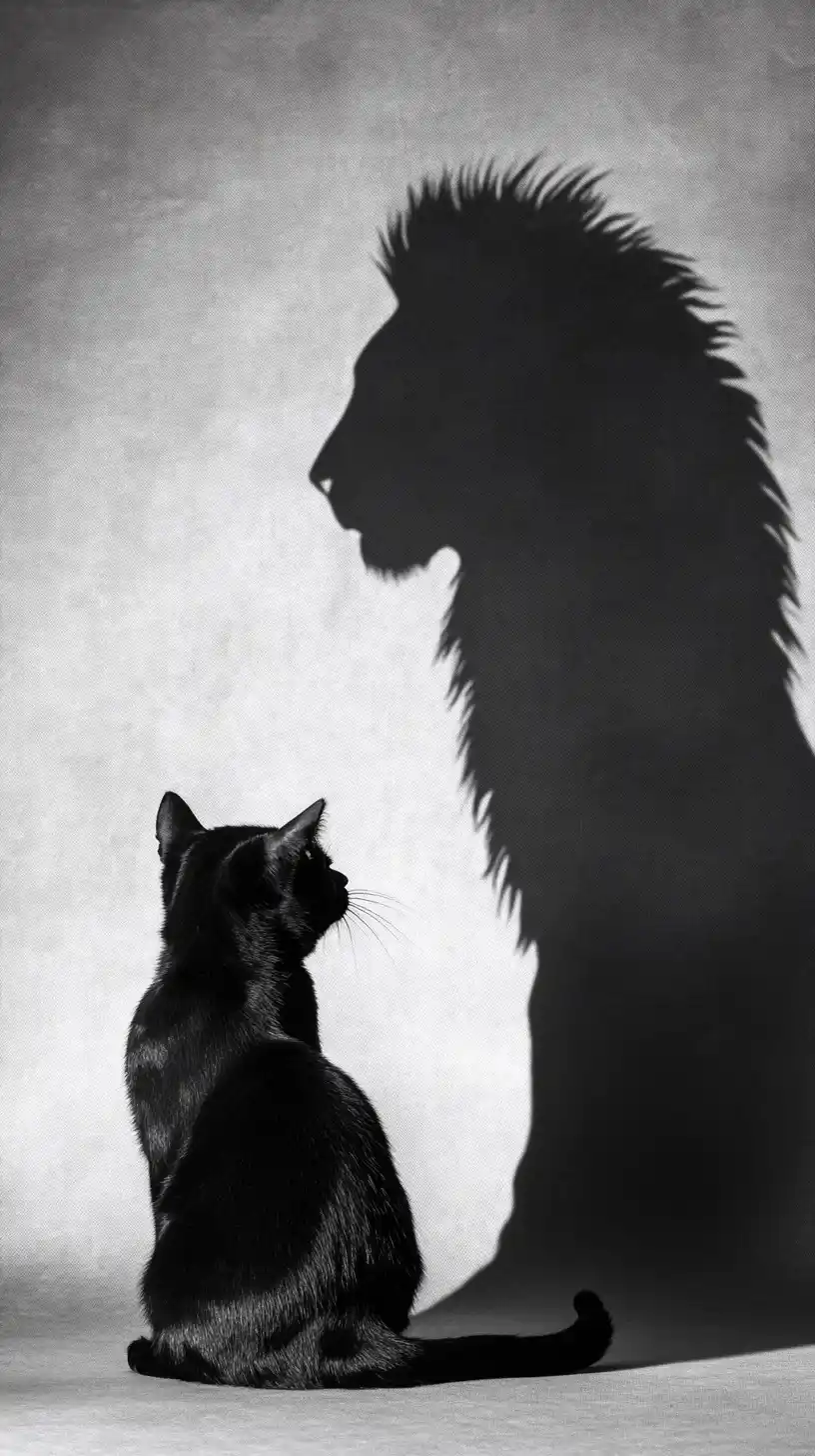 Black Cat with Lion Silhouette Midjourney提示词