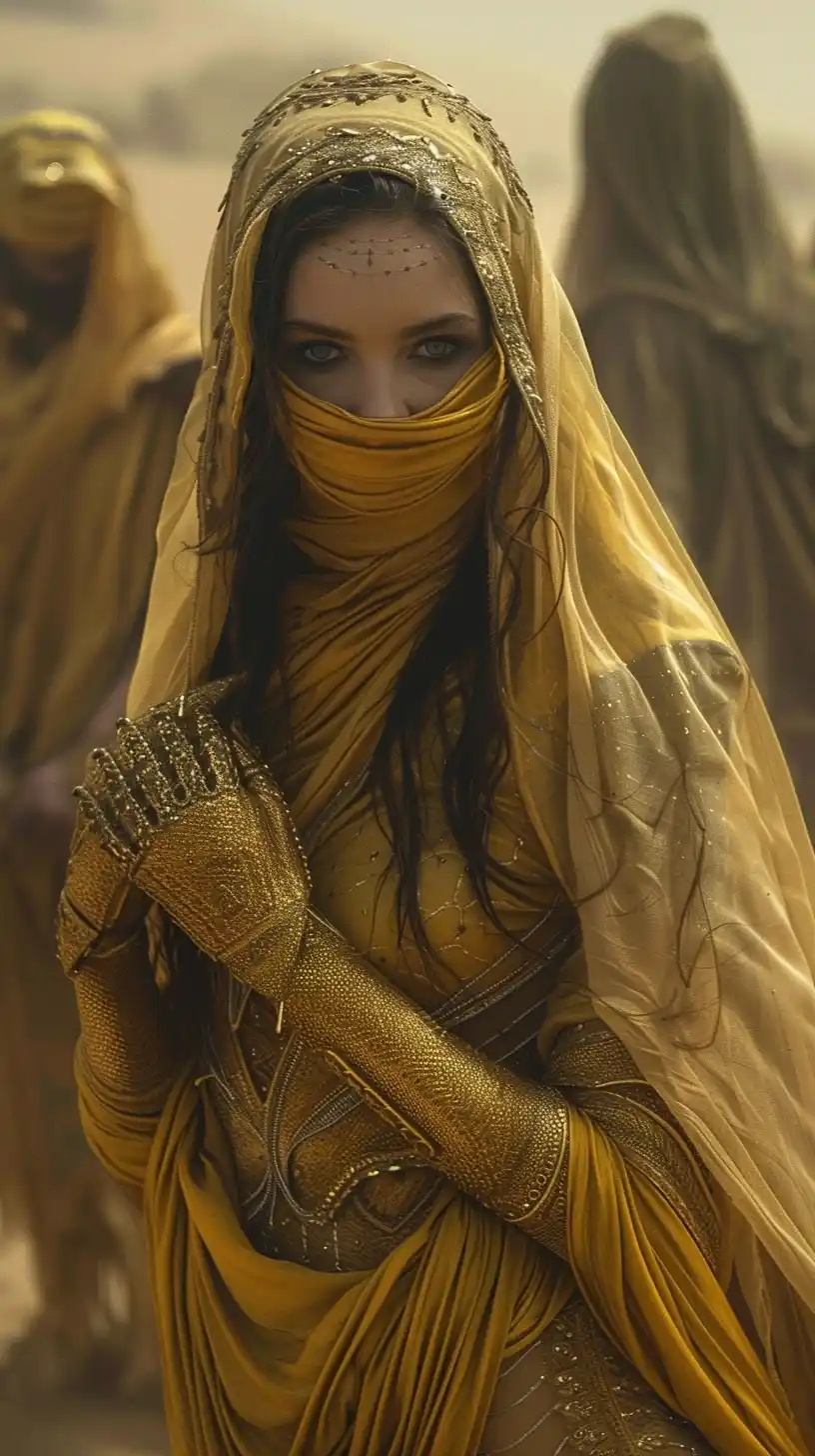 Golden Desert Women Portrait Midjourney提示词