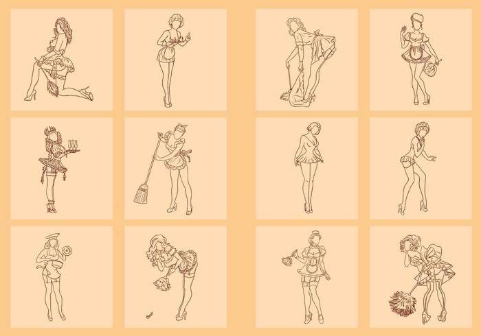 手绘的法国女仆