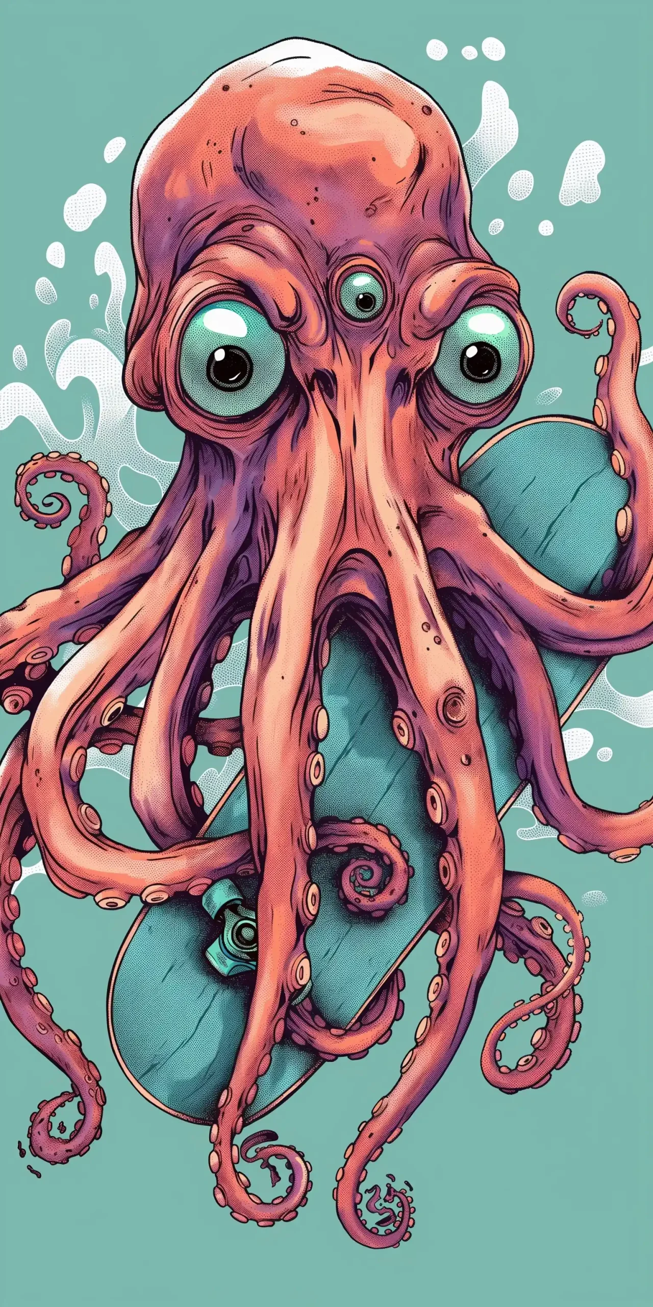 Weird Kraken Skateboard Art Midjourney提示词