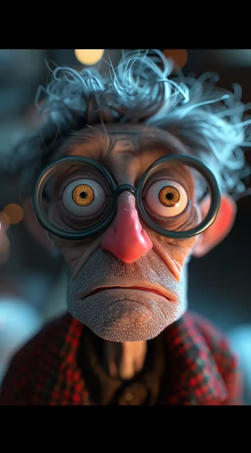 Realistic Cartoon Character in Room Midjourney提示词