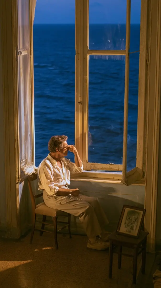 Cinematic Italian Man Window Midjourney提示词