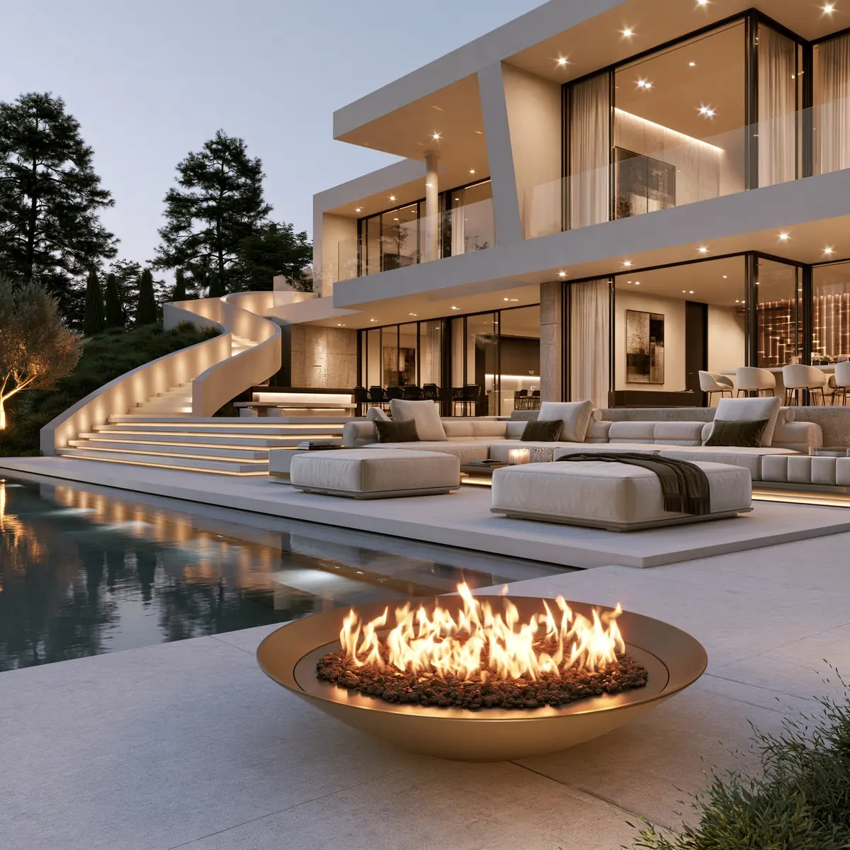 Luxury Villa Modern Terrace Midjourney提示词