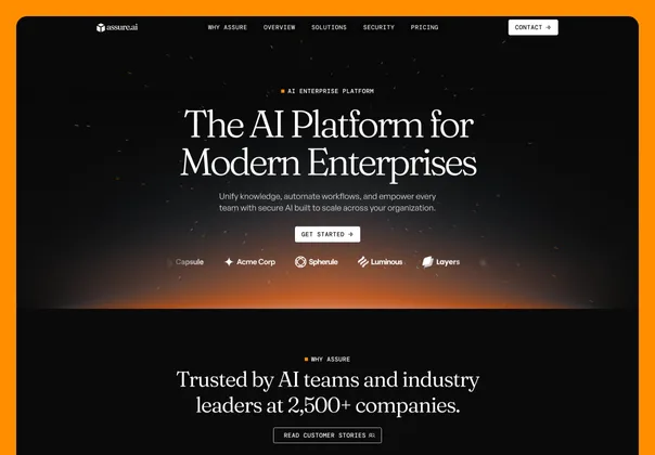 AI初创公司Framer模板（Assure），Assure · Free AI Framer Template