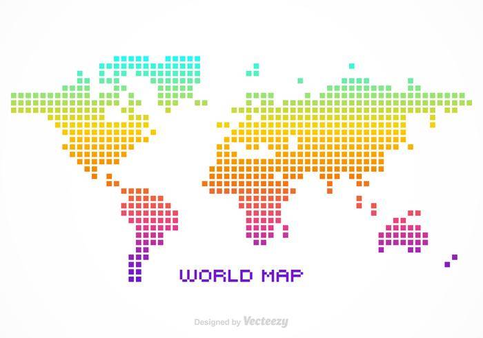 免费矢量像素世界地图