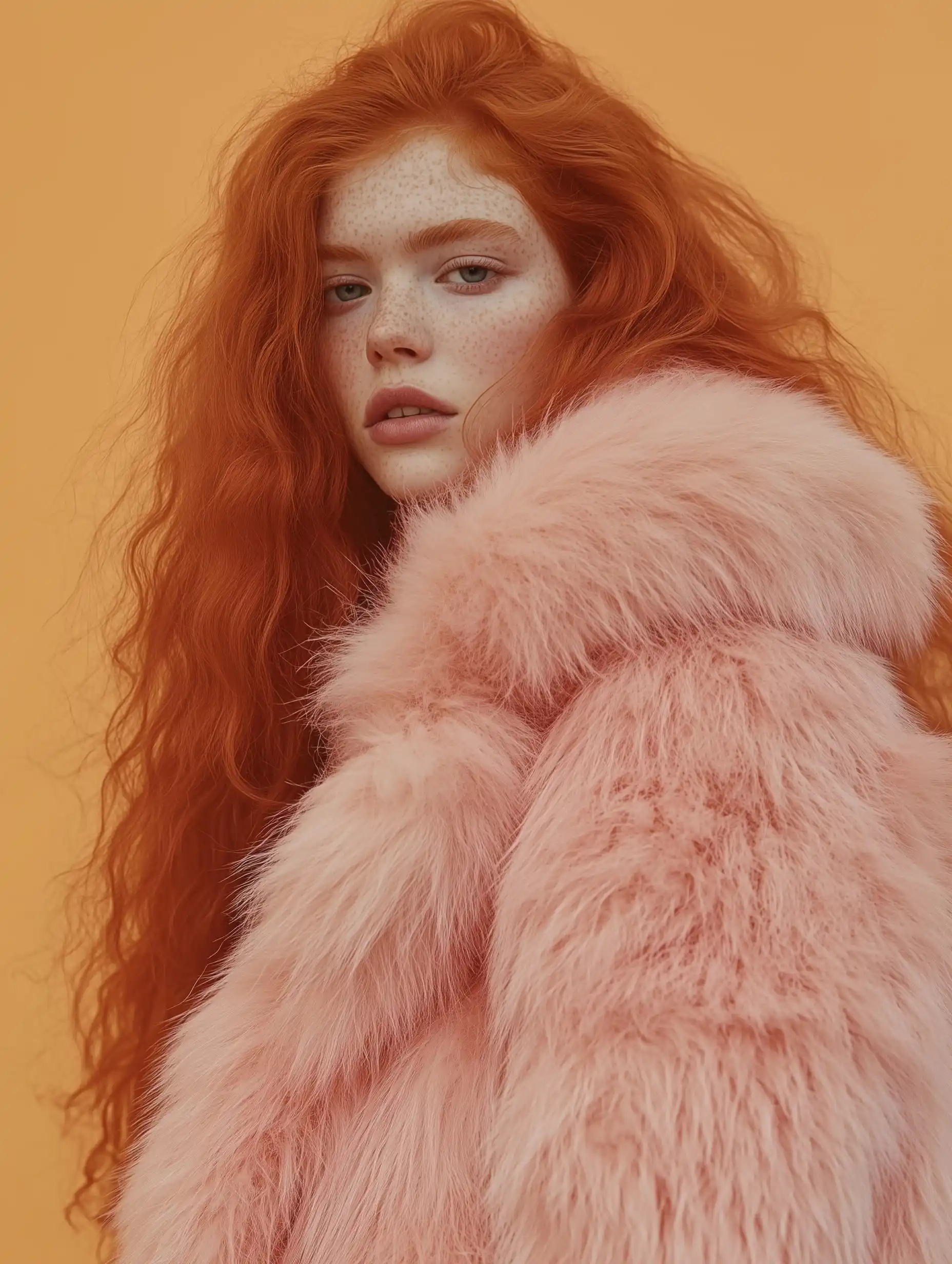 Realistic Model in Furry Coat Midjourney提示词