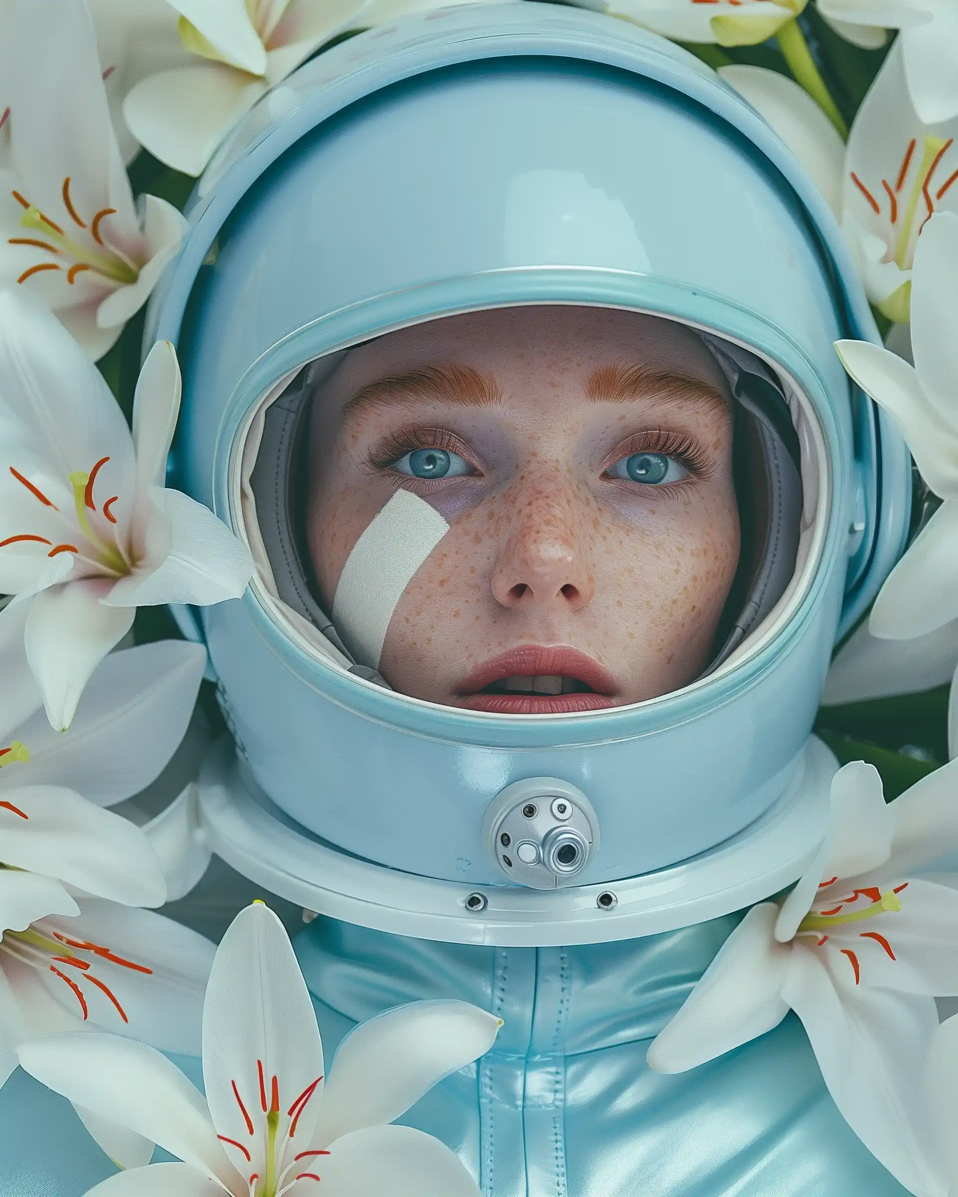 Wes Anderson Woman in Space Midjourney提示词