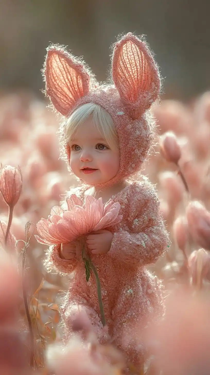 Baby in Flower Costume Catwalk Midjourney提示词