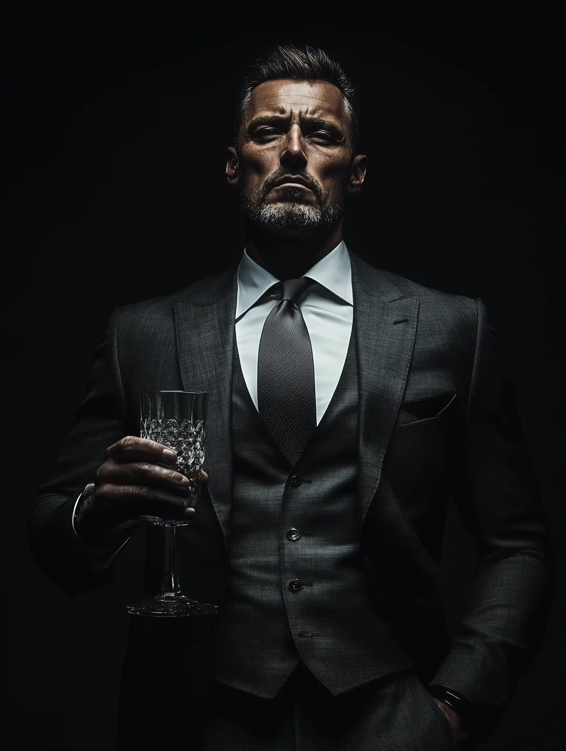 Fashionable Man with Vodka Midjourney提示词