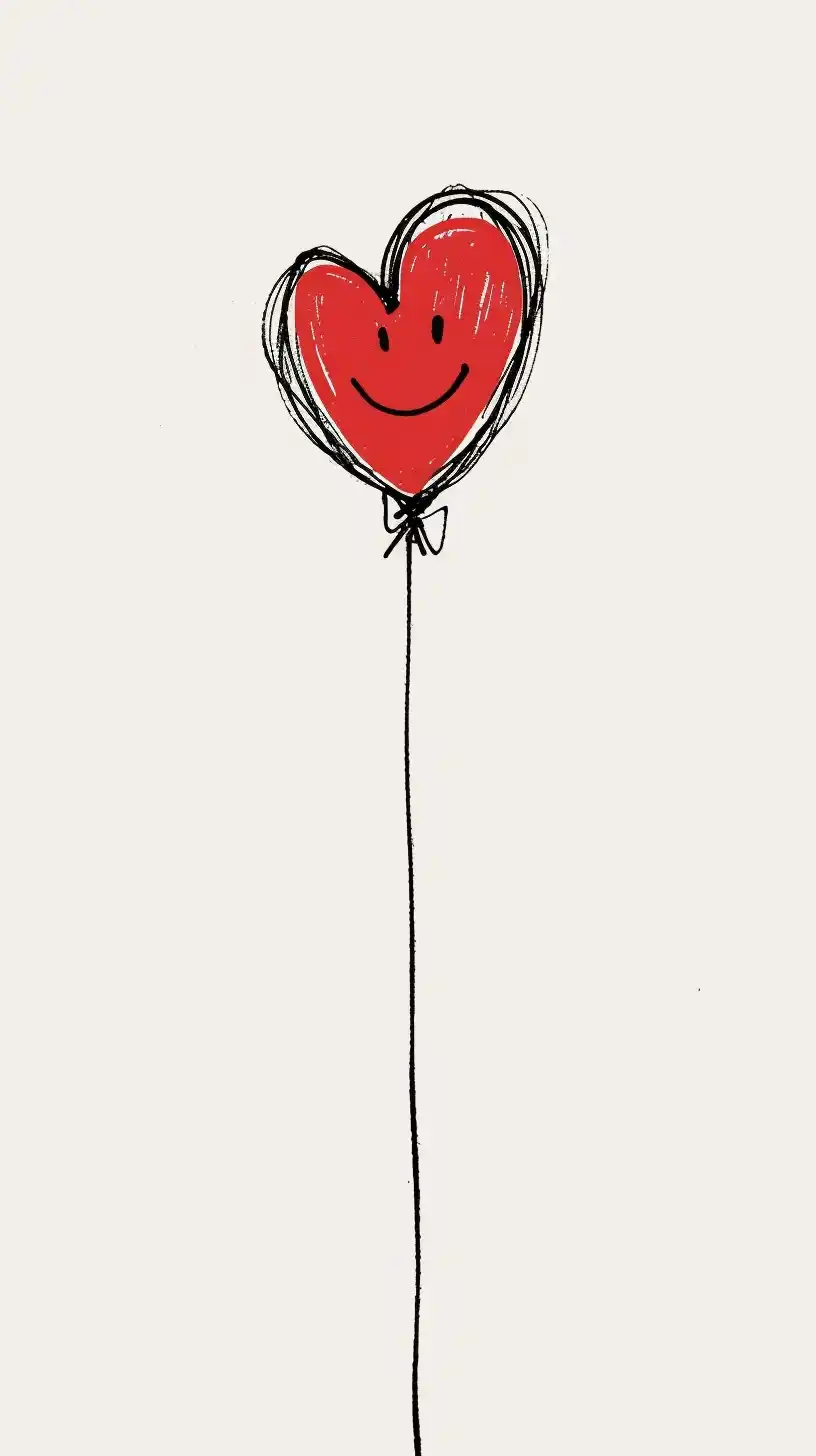 Simple Smiley Heart Sketch Midjourney提示词