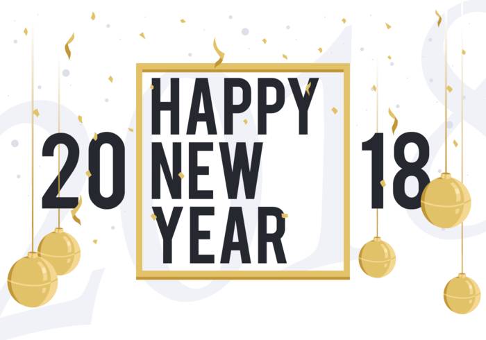 新年快乐2018年免费矢量图