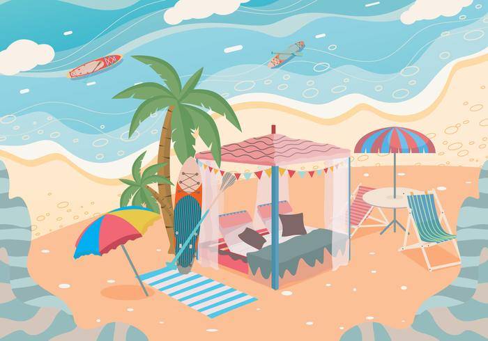 私人小屋海滩矢量