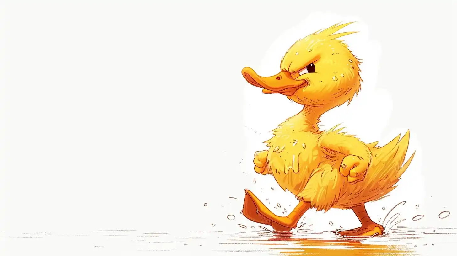 Clean Yellow Duck Cartoon Midjourney提示词