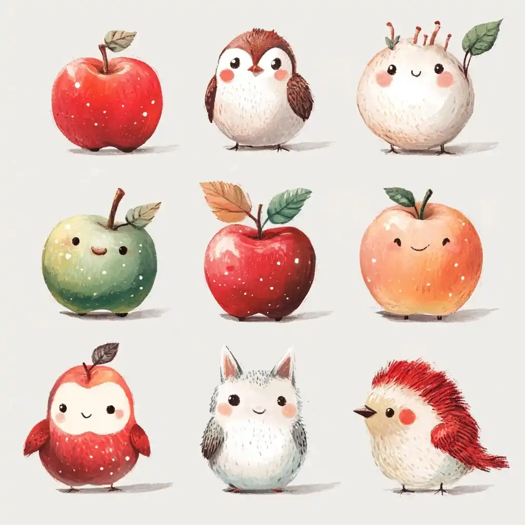 Anthropogenic Apple-Animal Graffiti Midjourney提示词