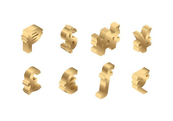 货币符号3D免费矢量