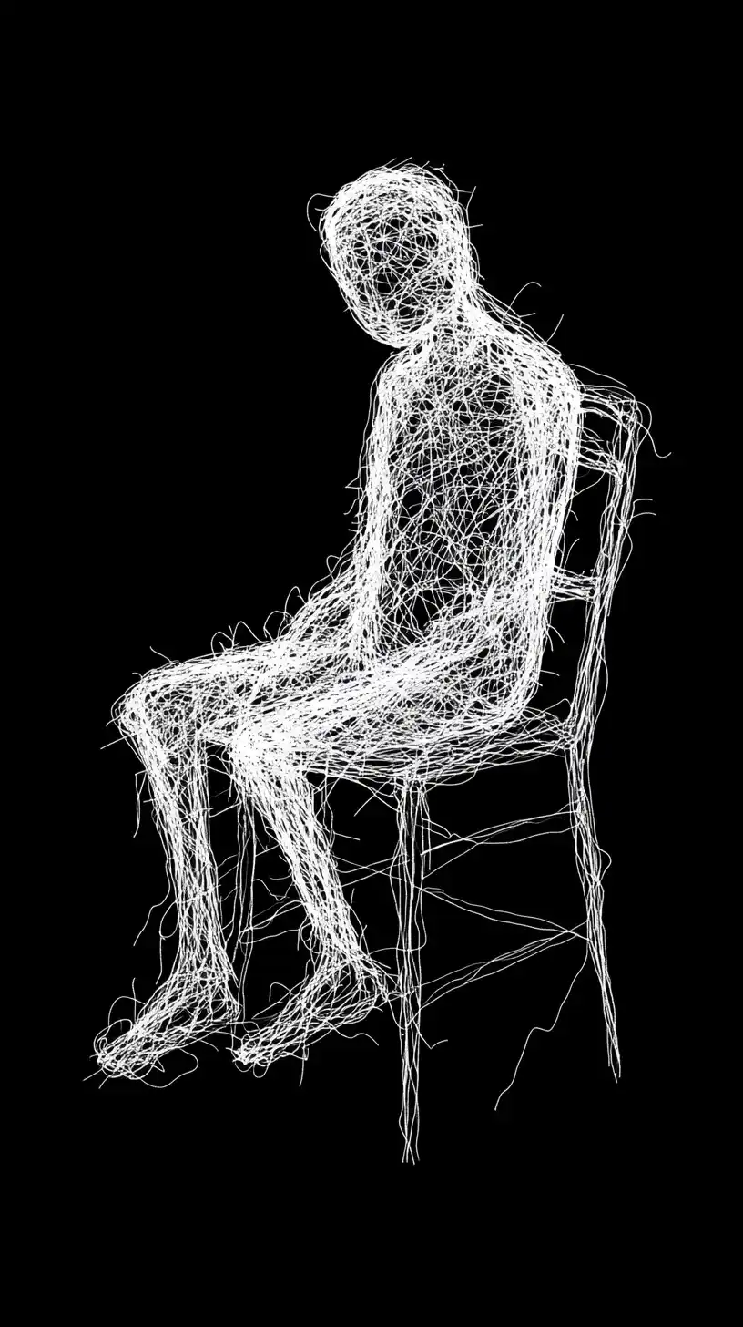 Scribble Art Faceless Figure Midjourney提示词