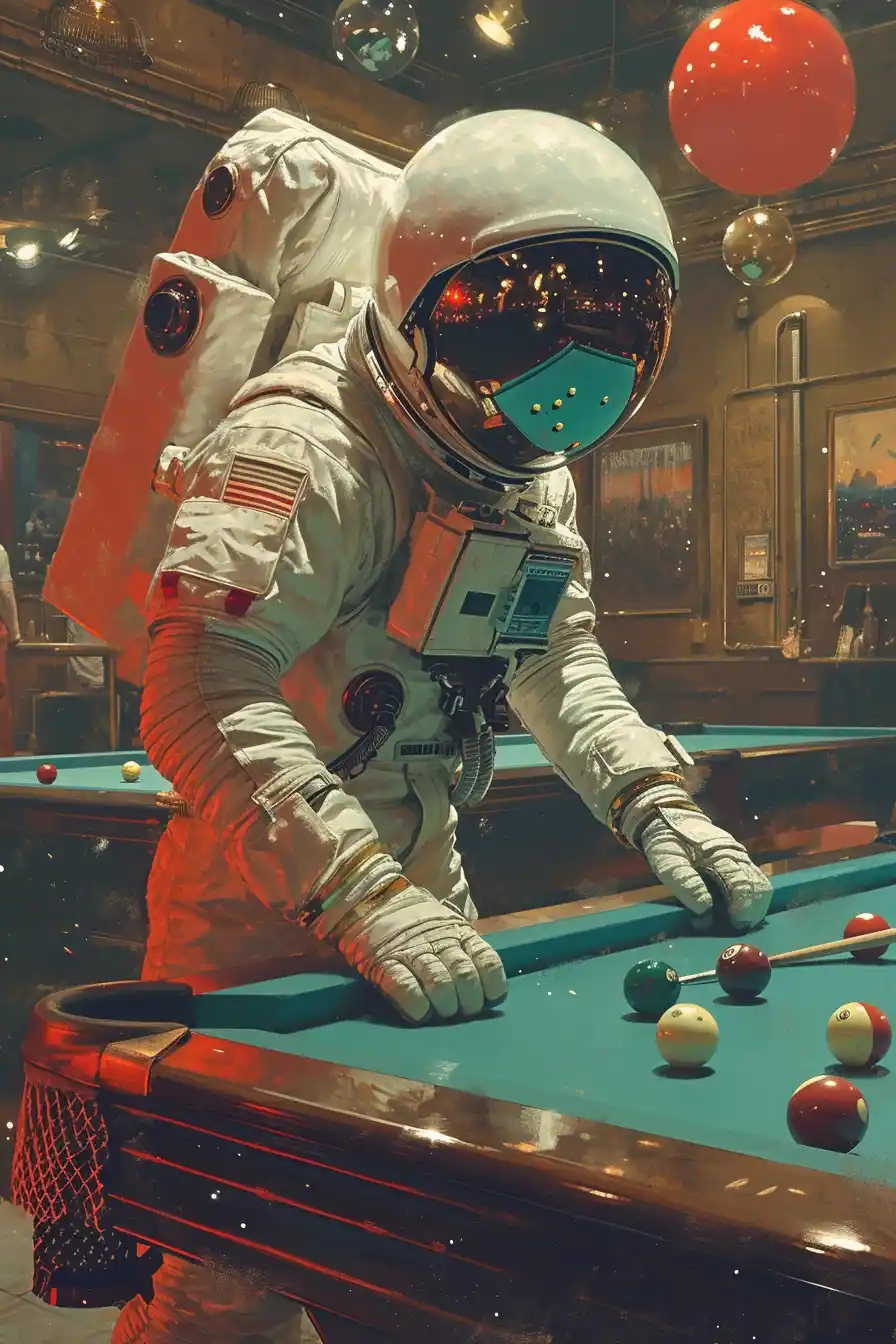 Ansins Astronaut Billiards Midjourney提示词