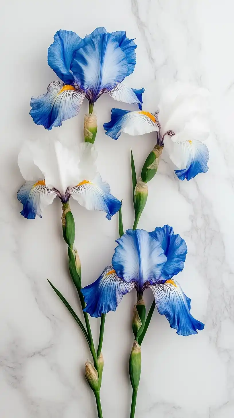 Hyper-Realistic Irises on Marble Midjourney提示词
