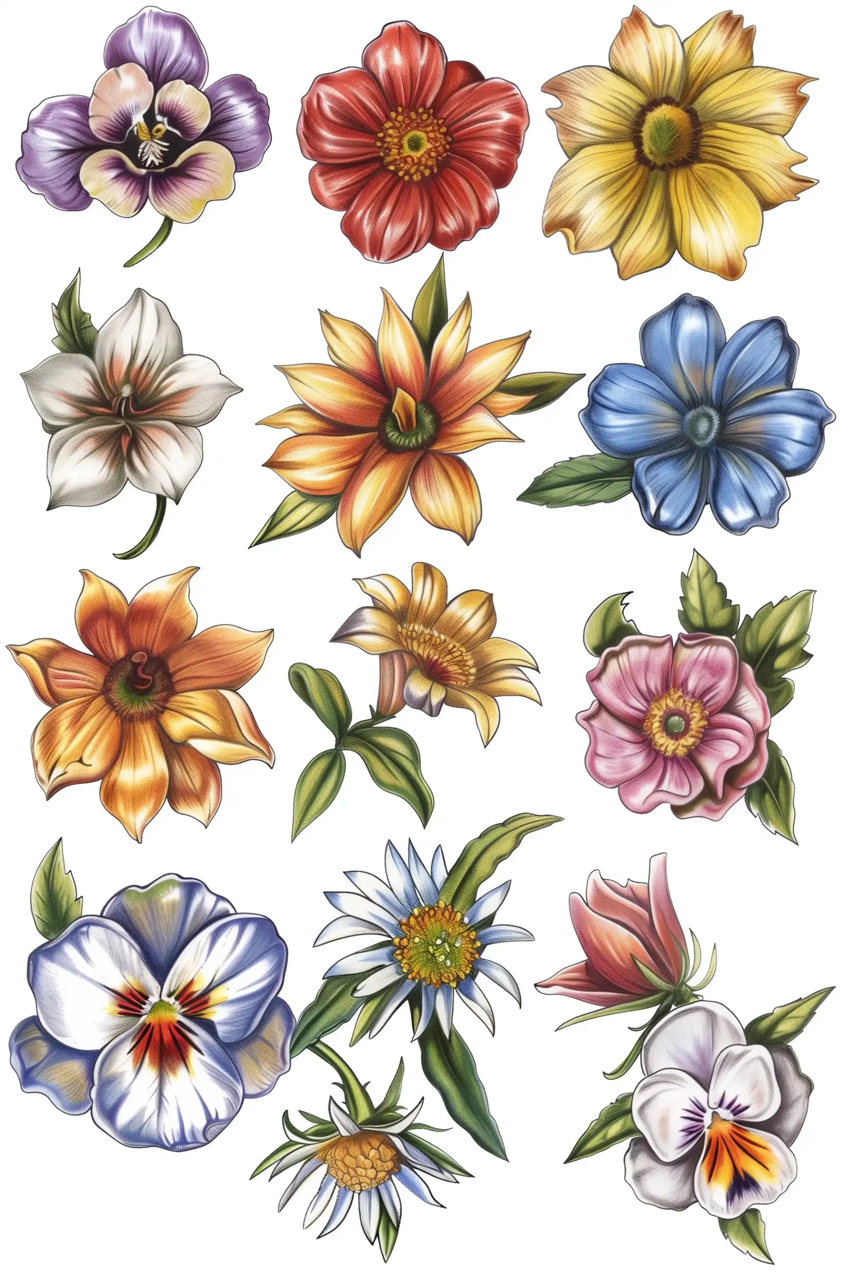 Pencil Birth Flower Set Midjourney提示词