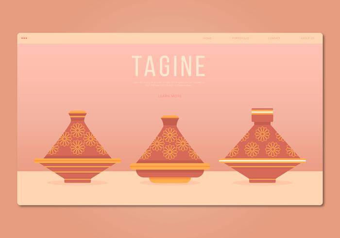 Tajine摩洛哥传统食物例证。网页模板。