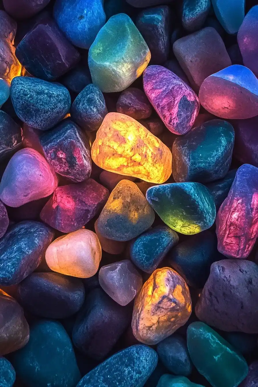 Glowing Stones Night Photo Midjourney提示词