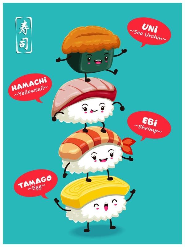 卡通寿司矢量图