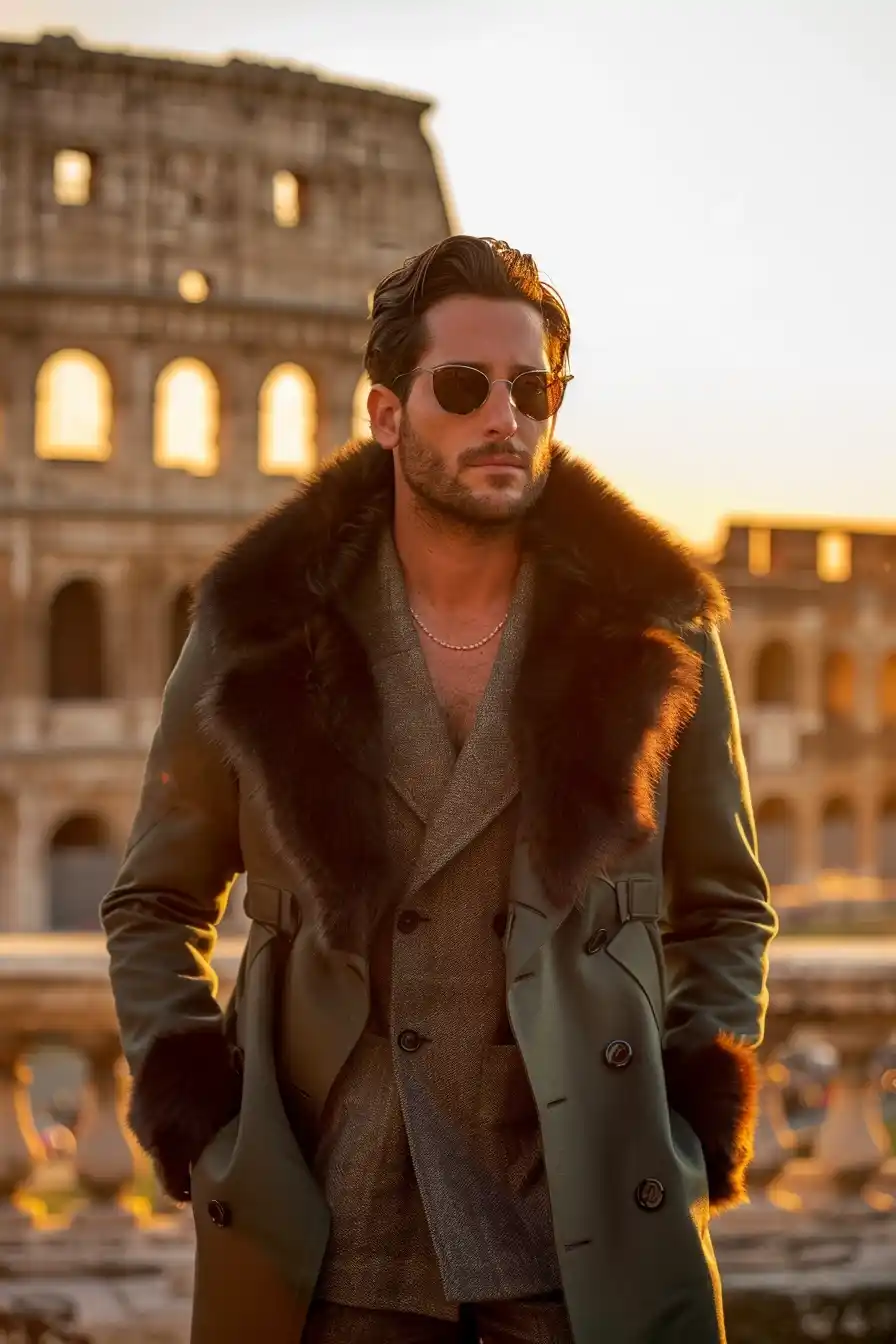 Italian Man at Coliseum Midjourney提示词