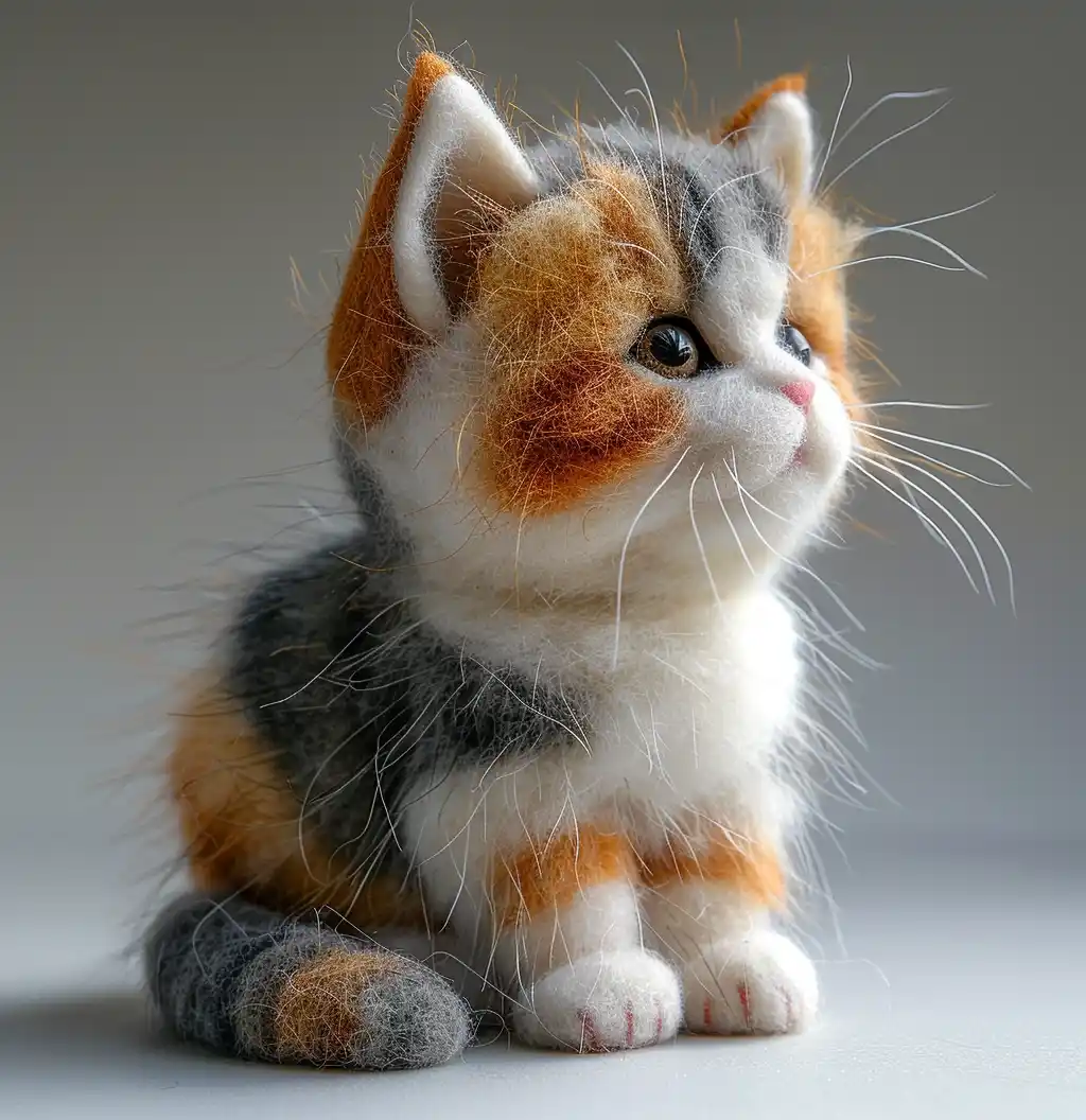 Needle Felted Cat Portrait Midjourney提示词