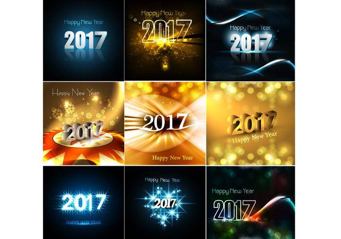套新年快乐2017年卡片
