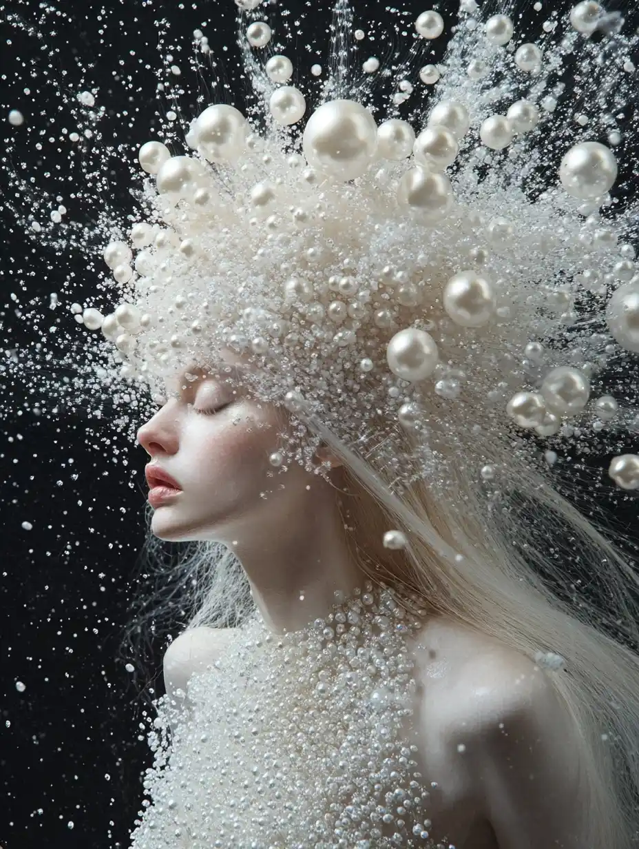 Albino Woman in Futuristic Fashion Midjourney提示词