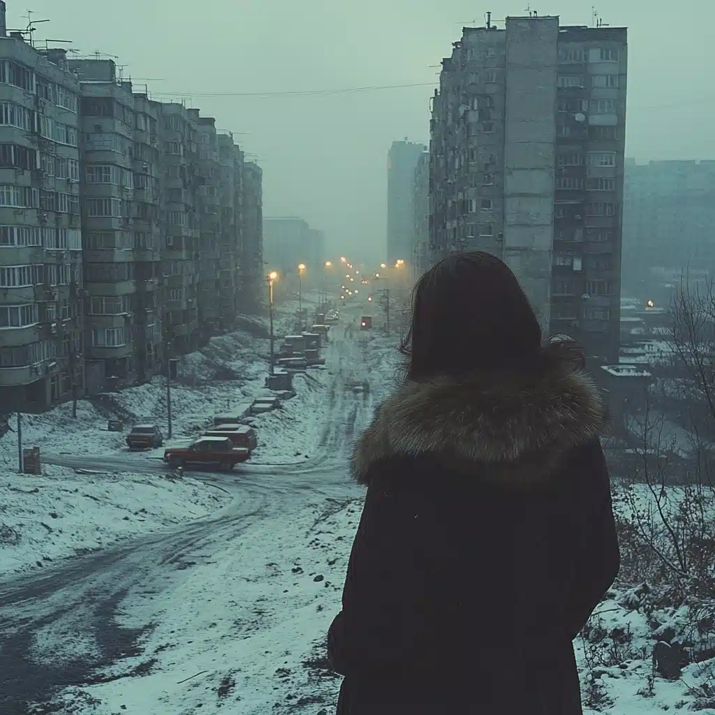 Cinematic Urban Winter Scene Midjourney提示词