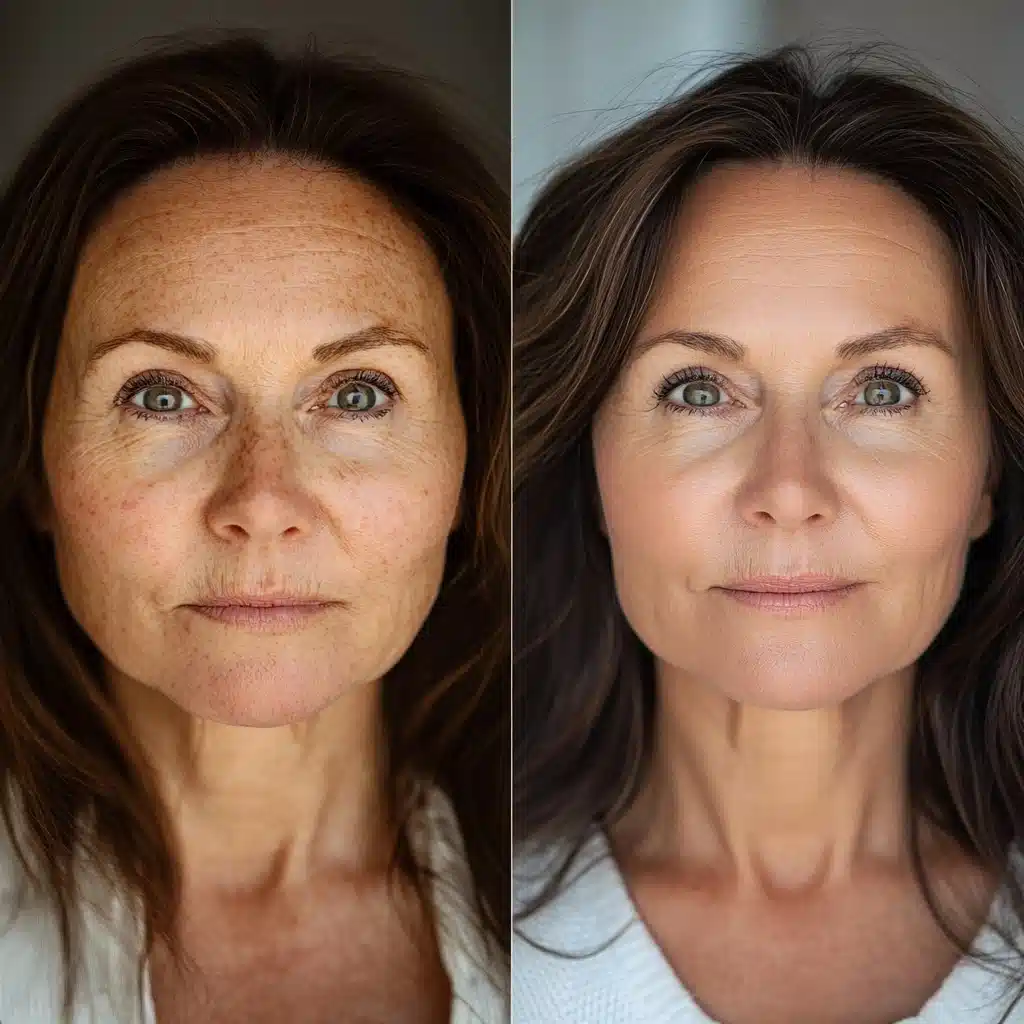 Makeup Transformation Rosacea Cover-up Midjourney提示词