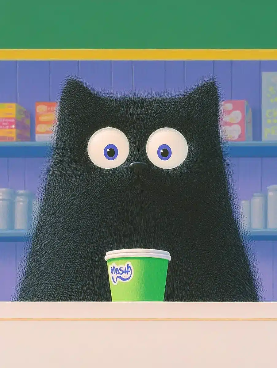 Detailed Kitten Coffee Scene Midjourney提示词