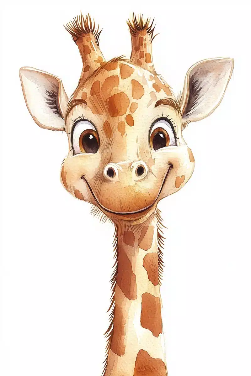 Watercolor Giraffe Illustration Midjourney提示词