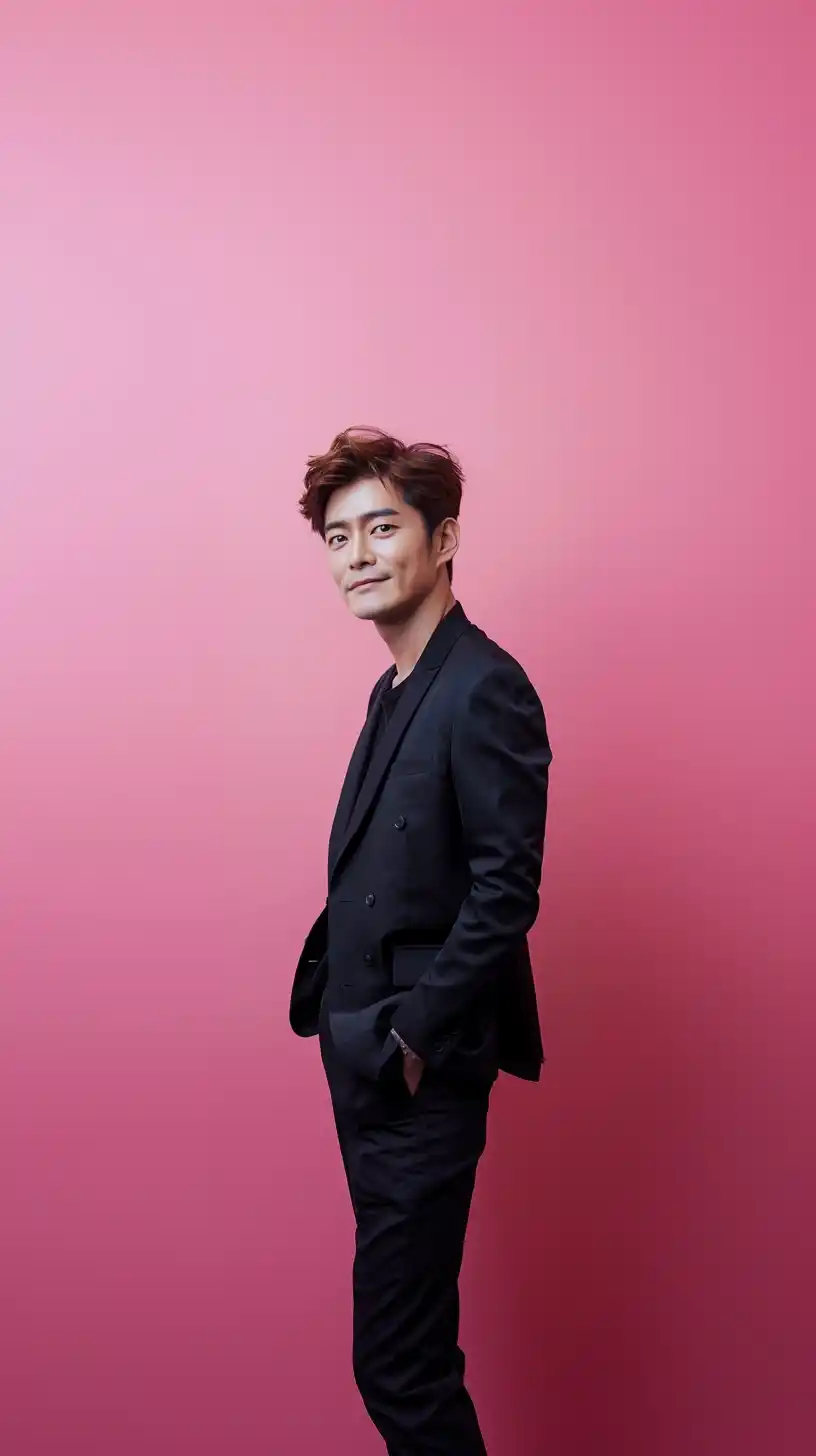 Korean Man in Black Midjourney提示词