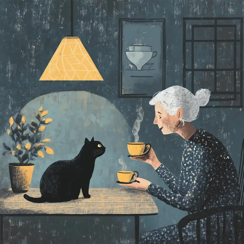 Surreal Tea with Cat Midjourney提示词