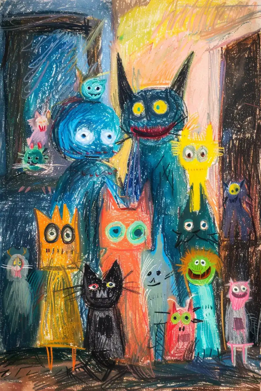 Creepy Monster Family Portrait Midjourney 提示词生成效果