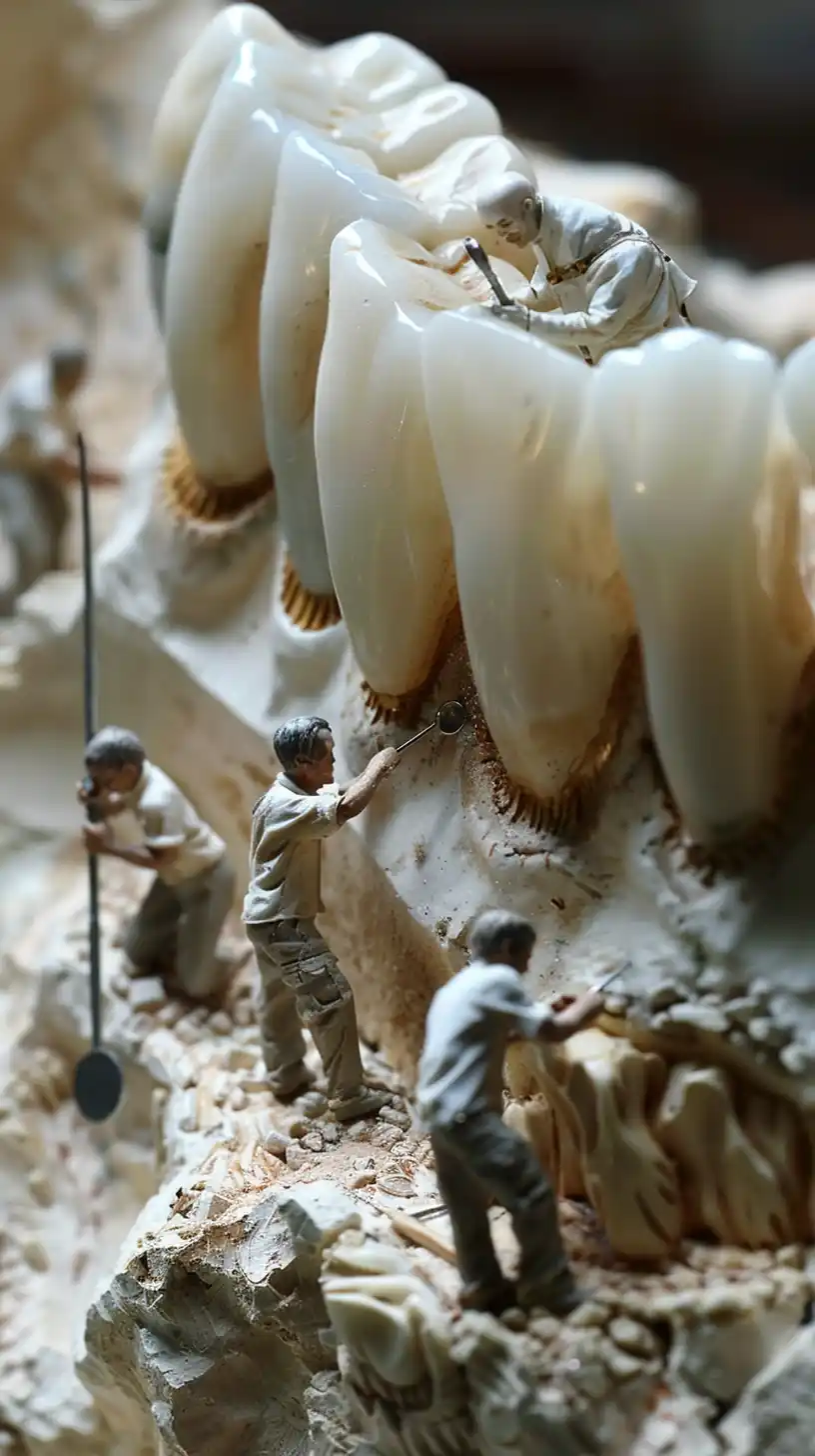 Miniature Tooth Engraving Display Midjourney提示词