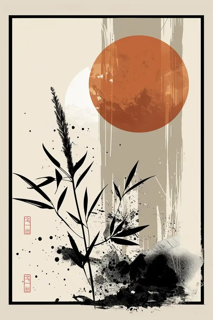 Modern Japandi Poster Midjourney提示词
