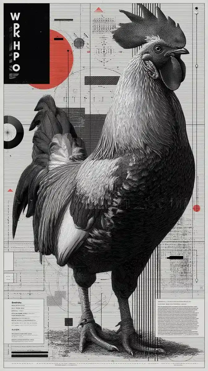 Bauhaus Rooster Workshop Poster Midjourney提示词