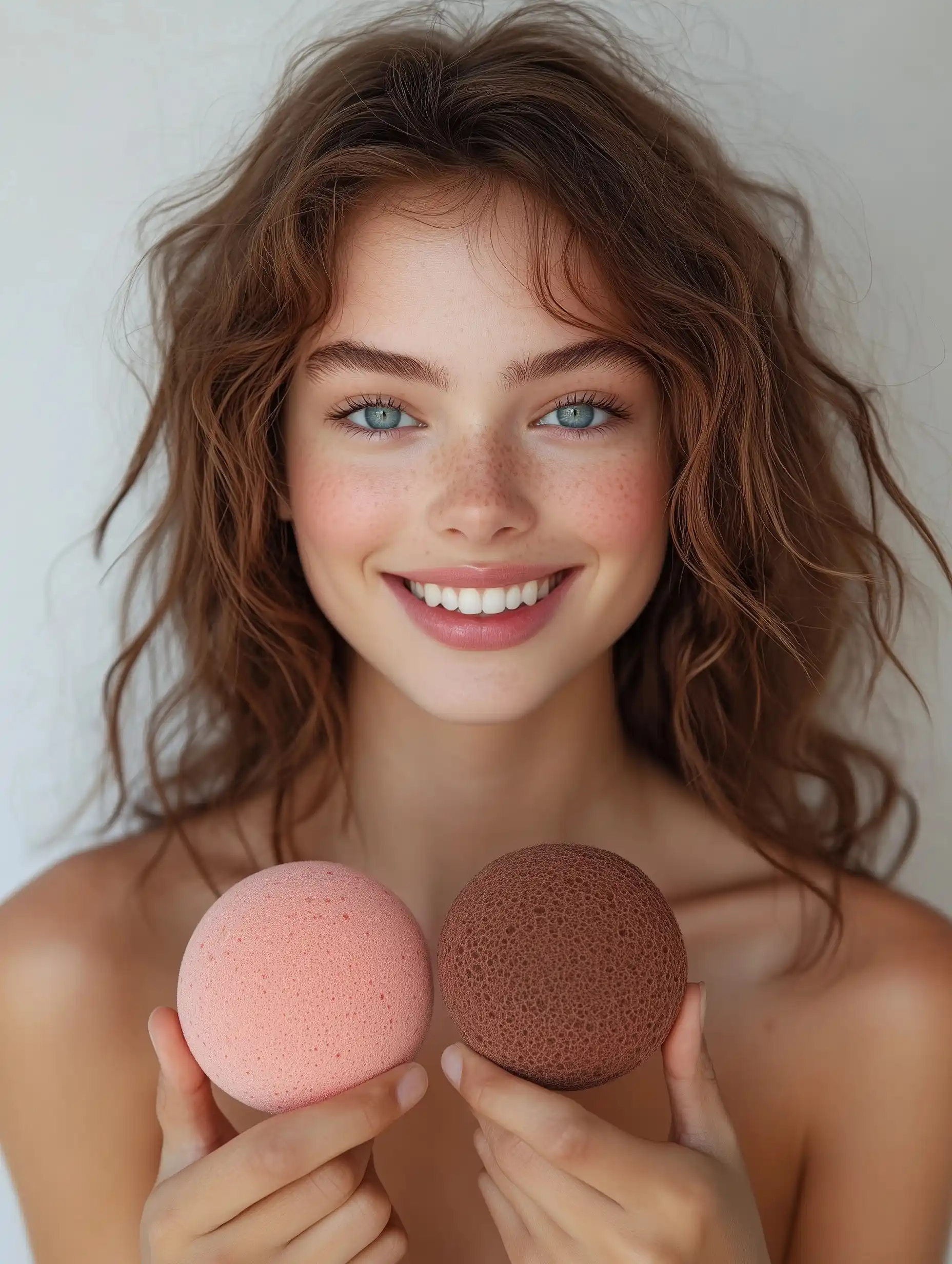 Cosmetics Portrait with Sponges Midjourney提示词